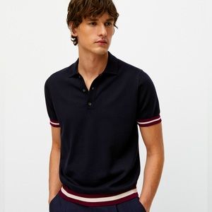 Massimo Dutti Contrast Striped Polo Sweater